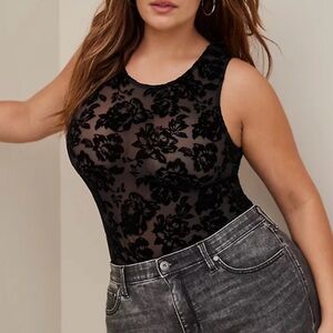 Torrid Black Embellished Sleeveless Bodysuit